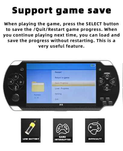 Vista 3 de JXD Handheld Game Console 4.3 inch 8GB Built in 2000 Games for Multiple Simulators X6 Retro Video Game Console Mp3/4/Ebook TV Out Mini Hand Portable