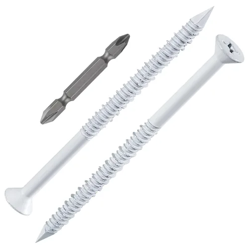 Vista 23 de Wensilon 49 piezas) Kit de ancla de tornillo para hormigón de 1/4" con cabeza plana azul para anclar a mampostería, bloque o ladrillo estuco