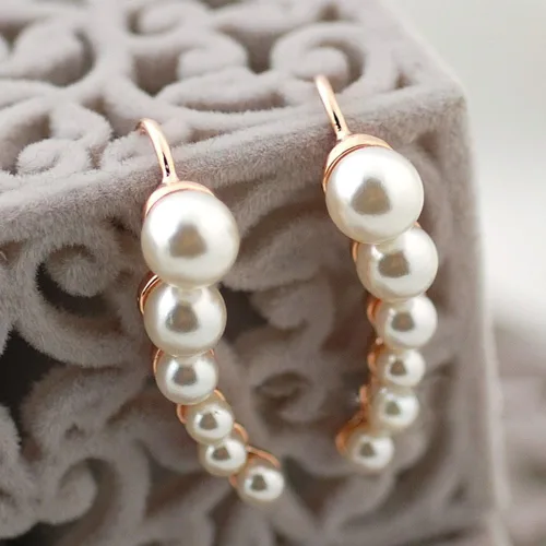Vista 6 de Pendientes de aro con perlas para escalar, para mujer