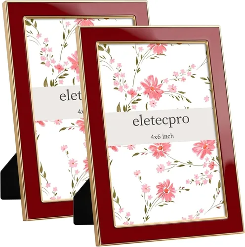 Vista 32 de eletecpro 4x6 Enamel Picture Frame with Real Glass Cover, Pink, 1-Pack Rosa con oro