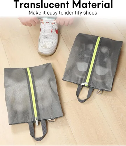 Vista 4 de Paquete de 2 bolsas para zapatos de viaje, bolsas para tenis, bolsas impermeables para zapatos de viaje con cremallera para embalaje, bolsas contra