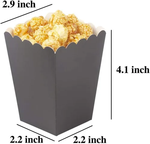 Vista 2 de Mini cajas de palomitas de maíz negras, paquete de 36 soportes desechables de papel para palomitas de maíz, recipientes para cumpleaños, bodas, Azul