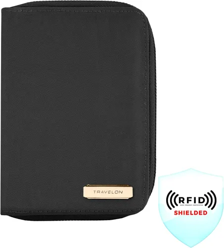 Vista 2 de Travelon Cartera con Cremallera para Pasaporte con Bloqueo RFID Cartera para Pasaporte, Negro