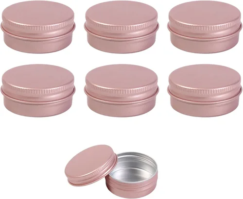 Vista 7 de 6 Pack 0.5oz Frosted Gold Aluminum Tin Jar, Leak Proof Screw Lid