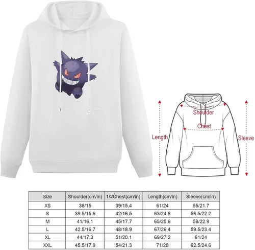 Vista 2 de Cute Gengar Teen Hoodies Sweatshirts Fashion Hooded Cotton Pullover With Pocket For Girls Boys Childrens