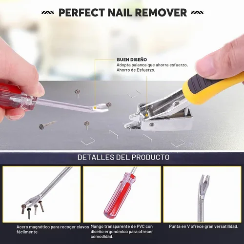 Vista 5 de Juego de 4 herramientas para quitar uñas y grapas, alicates de corte de extremo de 7 pulgadas, extractor de grapas, levantador de tachuelas