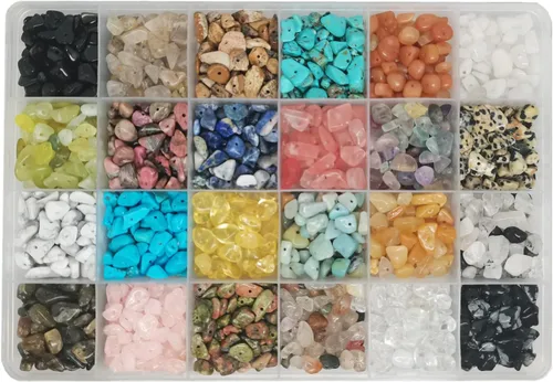Vista 9 de GangGangHao - 1888 cuentas de piedra natural de aproximadamente 17.64 oz, piedras preciosas irregulares de cristal curativo, agujero de cuentas