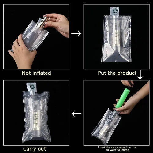Vista 4 de Miupoo Bolsas de aire de embalaje, bolsa protectora de embalaje de aire inflable de plástico transparente con cojín de bomba gratis, bolsa