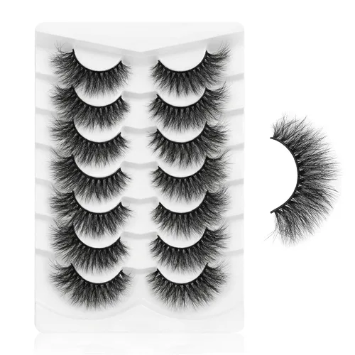 Vista 13 de Pestañas postizas naturales de visón 6D, aspecto dramático, pestañas postizas esponjosas, extensión de maquillaje, pestañas largas hechas a mano