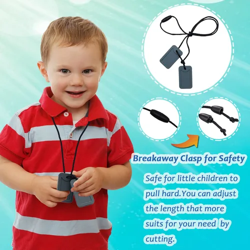 Vista 3 de Collar sensorial masticable para niños, ayuda motora oral, collar sensorial para niños y niñas con autismo, TDAH, necesidades de SPD, juguetes
