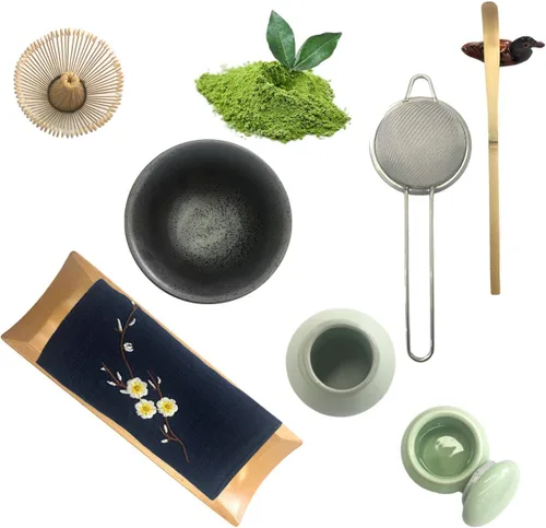 Vista 2 de Artcome Juego de té matcha japonés tradicional (9 piezas)