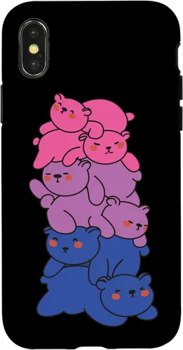 Vista 4 de Funda con diseño de oso LGBTQ para iPhone 15 con bandera bi