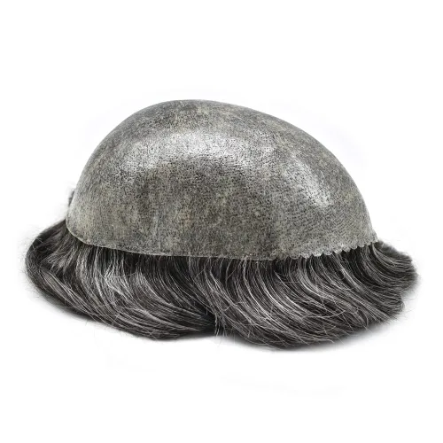 Vista 465 de Toupee para hombre 100% cabello humano real tupé para hombres 0.004 in piel de poliuretano para hombre, sistema de reemplazo de piezas de pelo