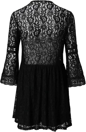 Vista 7 de Vestido holgado casual de encaje con panel de encaje para mujer, manga tres cuartos, K178