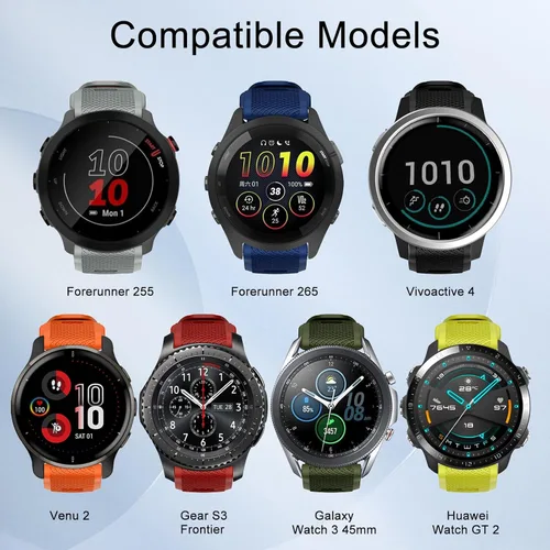 Vista 3 de ISABAKE Correa de silicona de liberación rápida de 22mm de reemplazo para Gamrin Forerunner 265, Forerunner 255, Garmin Vivoactive 4, Garmin Venu 2