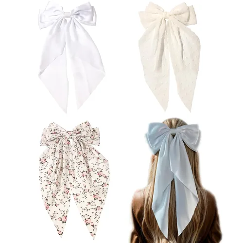 Vista 18 de Pasadores de lazo grande y horquillas de satén con cola larga de cinta, accesorios para el cabello casuales y de fiesta para mujeres y niñas