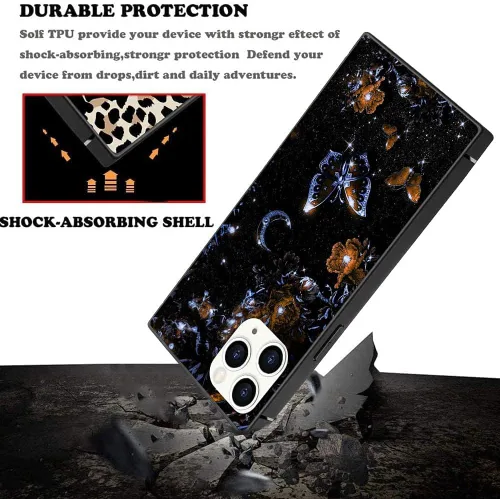 Vista 2 de Funda para iPhone 14 Pro para mujer, estilo clásico a cuadros, policarbonato duro + funda de silicona suave antideslizante para funda protectora