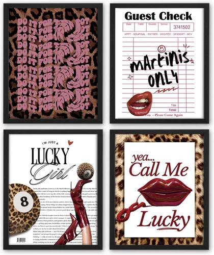 Vista 7 de NaZaUK Decoración de habitación rosa, estampado de leopardo y guepardo Y2K, póster de 8 bolas de la suerte para adolescentes, niñas, dormitorio
