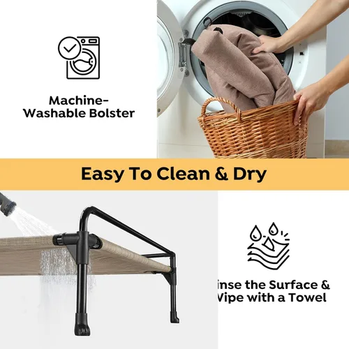 Vista 6 de Veehoo Cama Elevada para Perros - Cama Cot Refrescante para Exteriores para Perros de Tamaño Mediano con Cerca de Tres Lados, Cuna Elevada