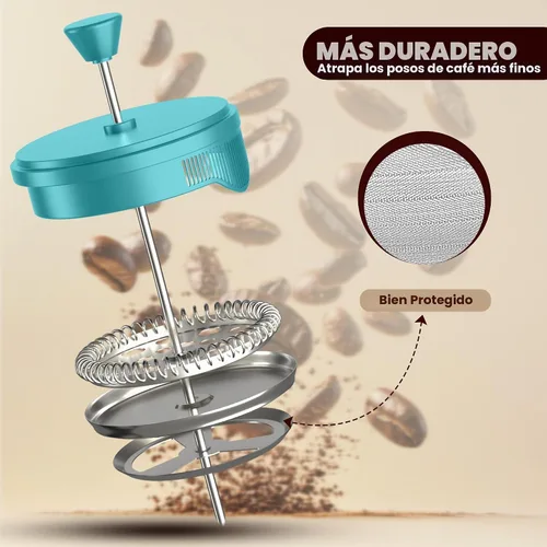 Vista 5 de Utopia Kitchen French Press - Cafetera de café expreso y té con filtros triples, émbolo de acero inoxidable y vidrio de borosilicato resistente al