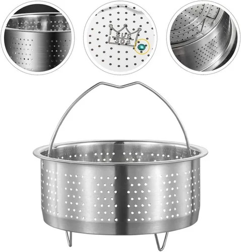 Vista 8 de UPKOCH Cesta de vapor de acero inoxidable para verduras, cesta para cocinar al vapor, inserto de cocina al vapor con asa para verduras, pescados