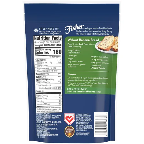 Vista 2 de Fisher Chef's Naturals - Nueces picadas, 6 onzas, 100% nueces sin sal de California para hornear y cocinar, bocadillos saludables para adultos