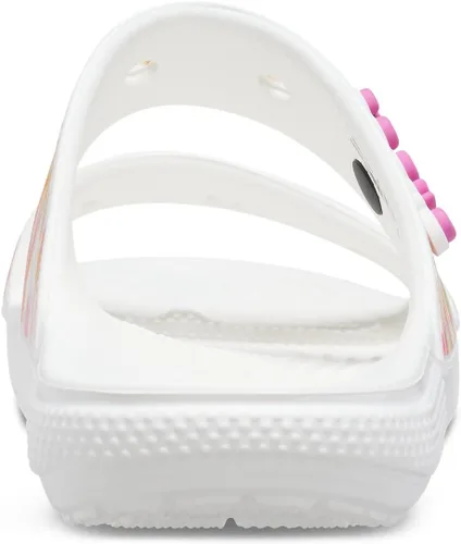 Vista 6 de Crocs - Sandalias clásicas de dos tiras para adultos, Multicolor / blanco , 15 Women/13 Men