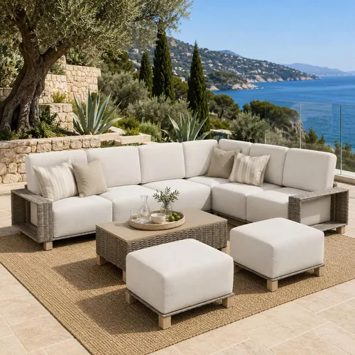 Vista 24 de Aoxun Juego de muebles de patio con cojines de 10 pulgadas de grosor