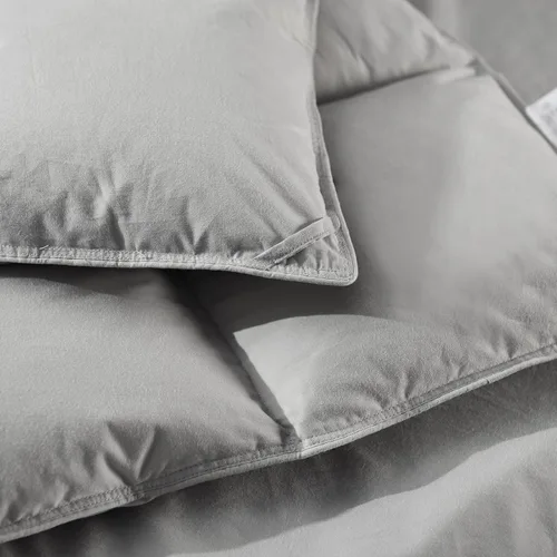 Vista 6 de Edredón de plumas tamaño Queen, funda de edredón pesada gris escarcha, lujosos edredones de cama de hotel con funda de algodón 100% agradable a