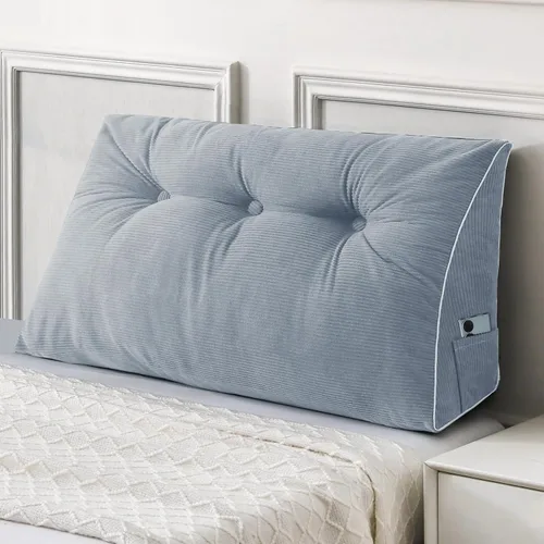 Vista 50 de Sasttie Almohada de Cabecera Queen, Almohada de Cuña de Cabecera para Sentarse en la Cama, Cojín Triangular con Soporte de Respaldo para Leer - Con