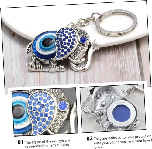 Vista 3 de RORPOIR 1pc Blue Eyes Pendant Evil Eye Wall Pendant Turkish Feng Shui Decorations Blue Eye Keychain Turkish Keychain Evil Eye Keyring Evil Eye Key