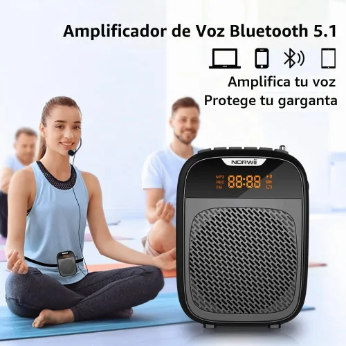 Vista 4 de Norwii Mini amplificador de voz, habla portátil con auriculares con Negro