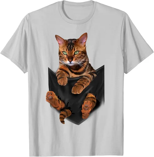 Vista 44 de Camiseta de bolsillo con estampado de tigre y gato Negro
