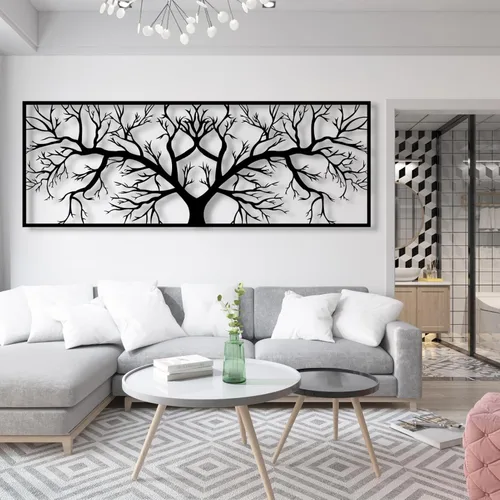 Vista 2 de Arte de pared de metal árbol de la vida, arte de pared de árbol de la vida, decoración de pared de ramas de árbol, colgante de pared de metal