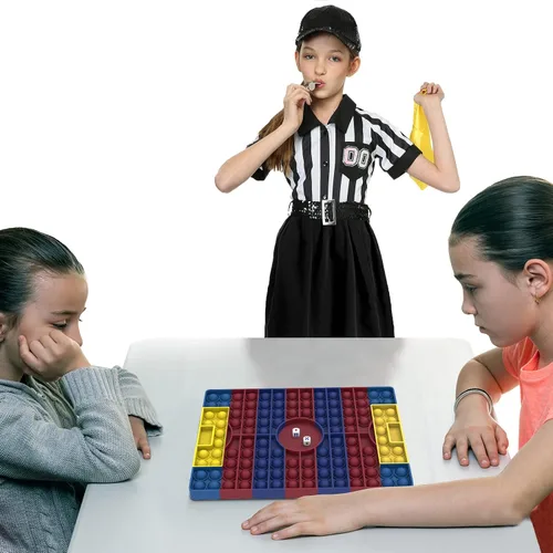 Vista 4 de Juego de burbujas de campo de fútbol con dados juego de doble pop y dados juguete para ansiedad para 2 o 4 jugadores juguete sensorial de silicona