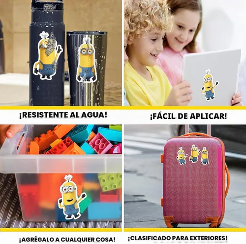 Vista 2 de Calcomanías de Minions de Despicable Me - Juego de 3 Pegatinas de Kevin para Coche, Botella de Agua, Casco de Bicicleta, Laptop, Monopatín