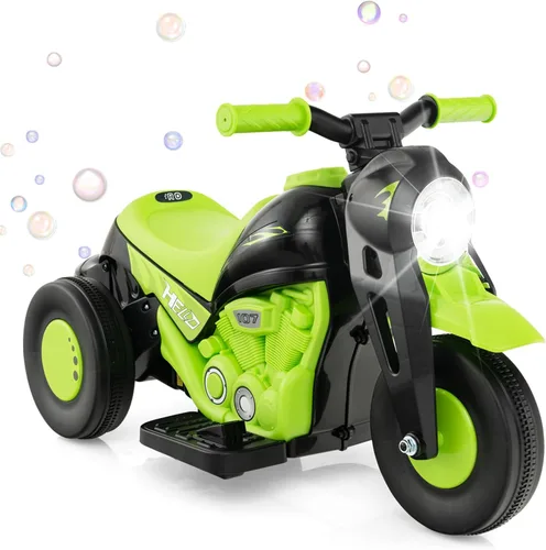 Vista 11 de Honey Joy Motocicleta de juguete, motocicleta para niños pequeños de 6 V con burbujas, luz LED, música, pedal de pie, adelante/atrás, motocicleta