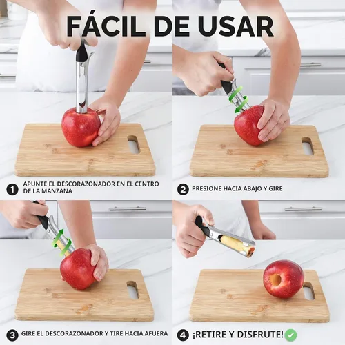 Vista 5 de Zulay Kitchen Herramienta Premium para Descorazonar Manzanas - Hojas Ultra Afiladas de Acero Inoxidable y Serradas para Descorazonar Fácilmente