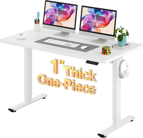 Vista 15 de SANODESK Escritorio Eléctrico de Pie de 40 x 24 pulgadas, Superficie de Una Pieza, Escritorio de Altura Ajustable con Controlador de 6 Botones Marco