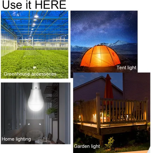 Vista 10 de Paquete de 2 bombillas LED de energía solar, luces solares portátiles de carga USB con panel solar para interiores y exteriores, senderismo