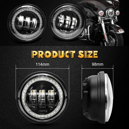 Vista 5 de LX-LIGHT lámparas Cree LED para niebla, 2 unidades, cromadas, de 4.5 pulgadas para motocicletas Harley Davidson