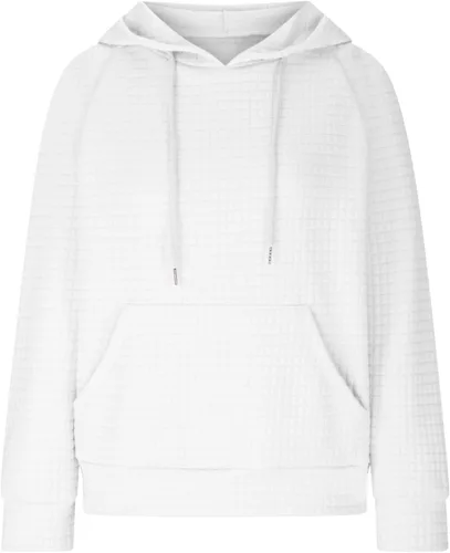 Vista 6 de Sudadera con capucha de punto gofre para mujer, de moda, para otoño, 2023, lindo suéter con cordón, para entrenamiento, gimnasio, sudadera
