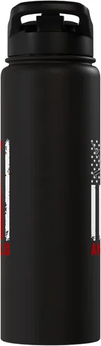 Vista 4 de Amarillo American Flag Baseball Lover USA Amarillo Stainless Steel Insulated Water Bottle