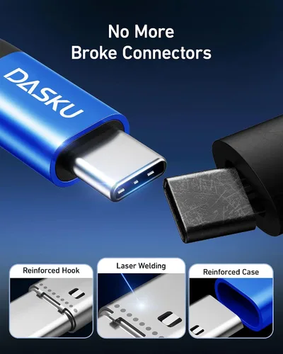 Vista 47 de Dasku iPhone 17 USB C a USB C de carga rápida, 60 W (3.1 A), paquete de 2 cables cargador de carga de 3 pies tipo C para iPhone 17/16/15/15 Plus/15