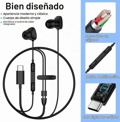 Vista 5 de Samsung S26 - Auriculares USB C para Samsung Galaxy S26 Ultra S25 S24 S23 S22 S21 A36 A56 A16 A17 con cable tipo C con micrófono control de volumen