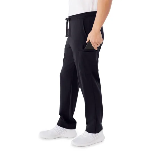 Vista 3 de ave. Pantalón médico Clinton de pierna recta con seis bolsillos, color negro, talla S