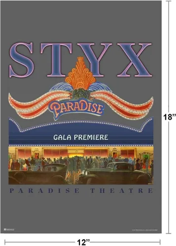 Vista 3 de Styx Paradise Theatre - Póster de música rock clásico, estilo retro, vintage, de los años 70 y 80, banda estética, póster de 12 x 18 pulgadas