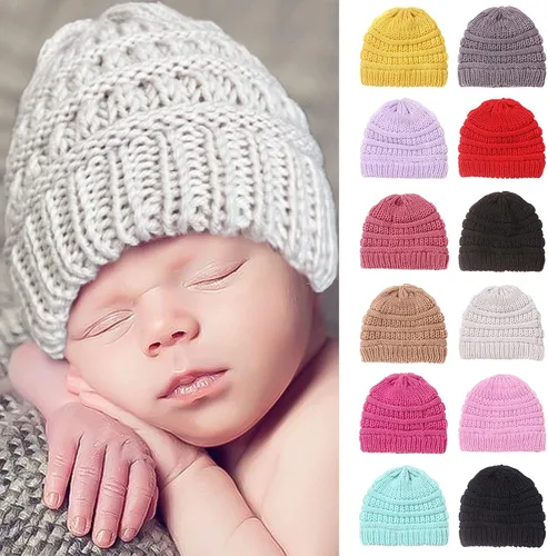 Vista 2 de Womens Cap Winter Warm Knitted Beanie Hat, Baby Hat Casual Boys Girls Autumn Warm Outdoor Knitting Hat Photography Prop (Color Navy Blue)