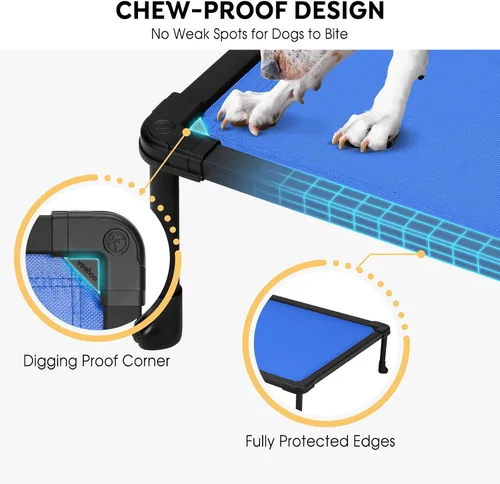 Vista 2 de Veehoo Cama elevada para perros a prueba de mordidos, cama elevada indestructible para masticadores agresivos, plataforma de entrenamiento Azul