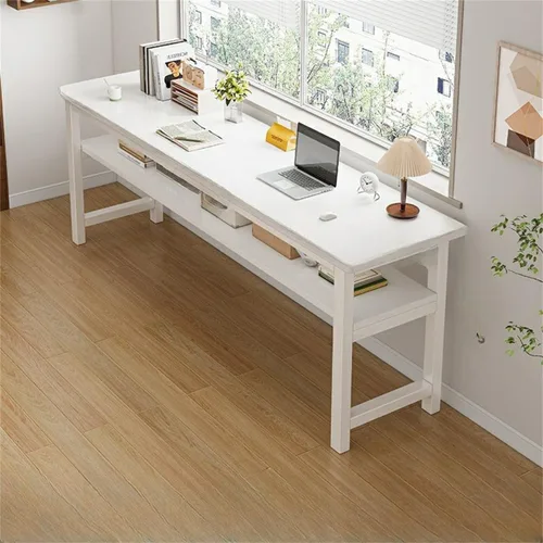 Vista 17 de Escritorio de oficina cuadrado de 15.7 pulgadas de frente a atrás, mesa larga rectangular para sala de estar, escritorio extra largo, estante